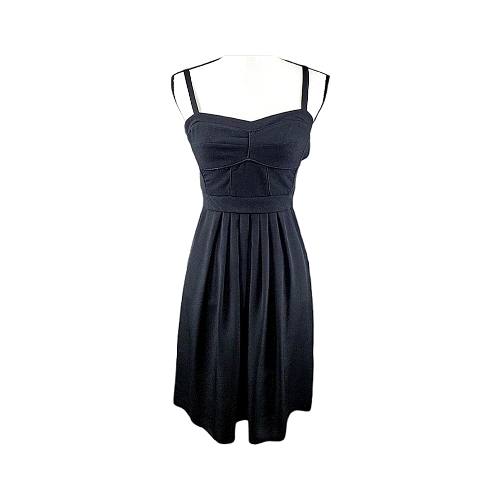 Black Halo Black Silk Bustier Contrast Piping Party Event Dress Size 2